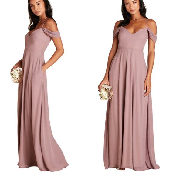 Elegant Mauve Off-Shoulder Maxi Dress - Picture 1 of 11